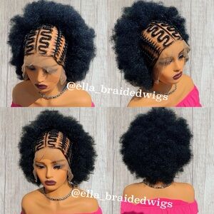 Braided wig Afro stitch braids frontal wig
